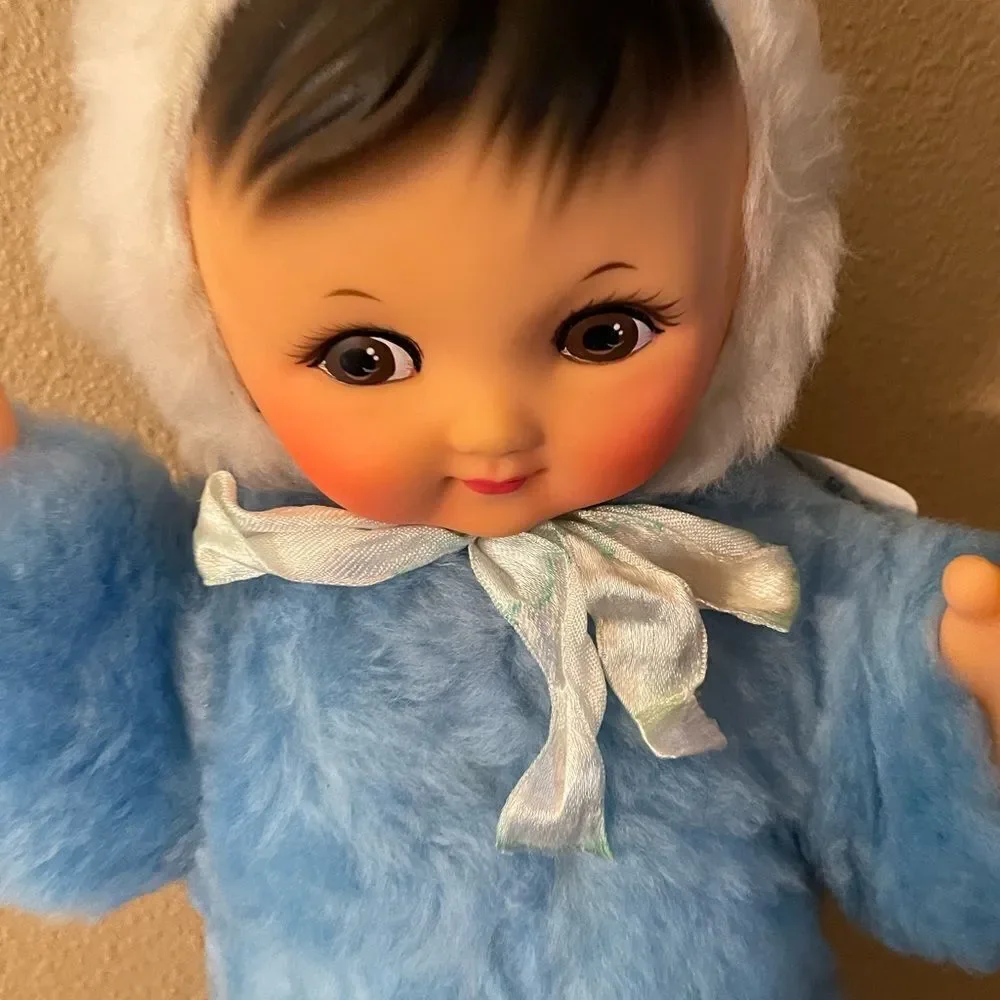 Rubber Face Doll Vintage Hand Painted Face Made in China Original Tag 16 inches